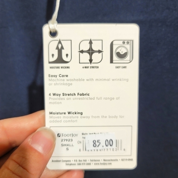 FOOTJOY SLEEVELESS JACQUARD BACK GOLF POLO SZ SMALL NAVY & AQUA - Picture 6 of 15